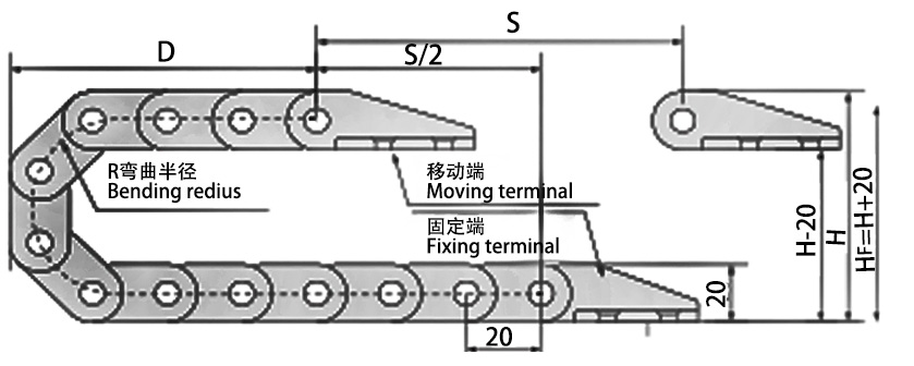 15系列微小型拖鏈主要技術(shù)參數(shù)圖