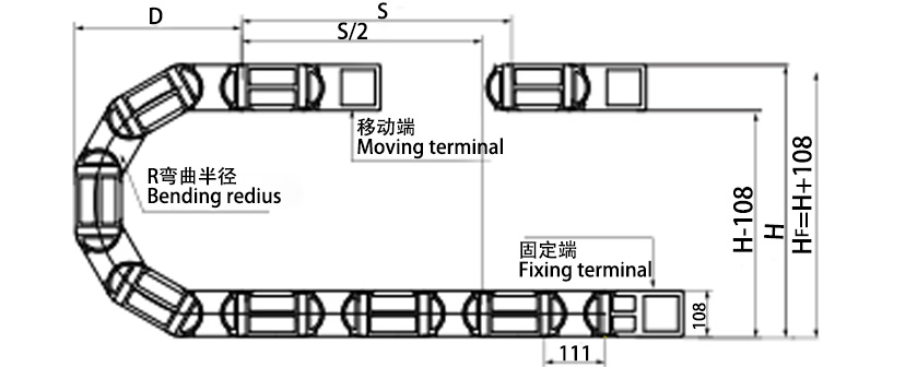 80系列強力型拖鏈主要參數(shù)圖